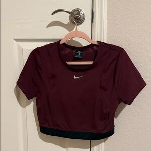 Nike Burgundy Crop Top with Black Trim